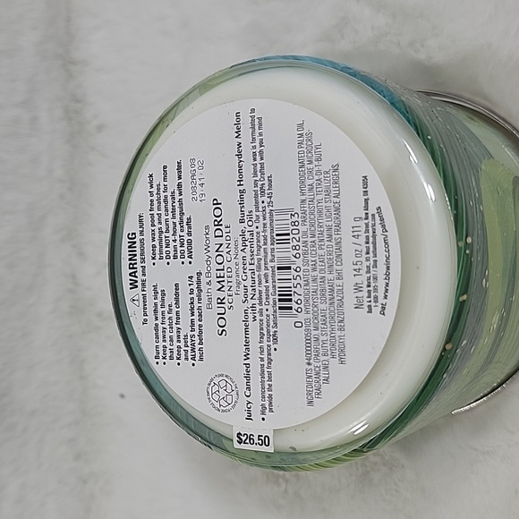 Bath & Body Works Sour Melon Drop 14.5 oz 3 Wick Candle - Picture 4 of 4